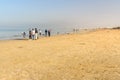 Iranian people on the beach at Persian Gulf in Bandar Ganaveh. Iran Royalty Free Stock Photo