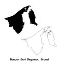 Bandar Seri Begawan Brunei. Detailed Country Map with Location Pin on Capital City