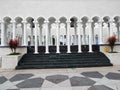 Stairs and arches in the ablution area of the Sultan Omar Ali Saifuddin Mosque in Brunei Royalty Free Stock Photo