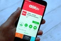 BANDAR SERI BEGAWAN,BRUNEI - JULY 25TH,2018 : A male hand holding smartphone with askfm apps on android Google Play Store