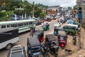 Bandarawela, Sri Lanka - April 11 2018: Noisy street of the second largest city in Badulla District