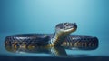 Banded Water Snake slithering on the surface of a serene body of water