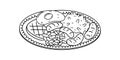 Bandeja paisa in hand drawn doodle style. Traditional dish of Colombia. Latin American food.