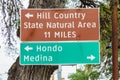 Road signs in the Texas hill country