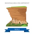 Bandiagara Escarpment in Mali. Flat historic vecto Royalty Free Stock Photo