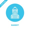 bandit icon vector from corruption elements collection. Thin line bandit outline icon vector illustration. Linear symbol for use