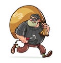Bandit with jimmy carry sack money vector Royalty Free Stock Photo
