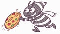 Bandit monster comically stealing a pizza slice, vector design Generative AI Royalty Free Stock Photo