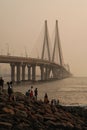Bandra Worli Sea link bridge in Mumbai, India with people
