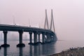 The bandra worli sea link shot at dusk in mumbai a famous landmark that connects the city Royalty Free Stock Photo
