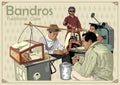 bandros traditional cake vendor vector illustration Royalty Free Stock Photo