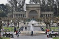 The Bandshell Golden Gate Park with flying Seagull. Royalty Free Stock Photo