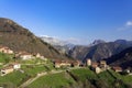 View of the mediaval village of Bandujo in Asturias mountains. North of Spain