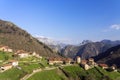 View of the mediaval village of Bandujo in Asturias mountains. North of Spain