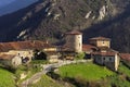 View of the mediaval village of Bandujo in Asturias mountains. North of Spain