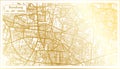 Bandung Indonesia City Map in Retro Style in Golden Color. Outline Map