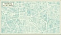 Bandung Indonesia City Map in Retro Style. Outline Map