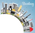 Bandung Indonesia City Skyline with Gray Buildings, Blue Sky and Copy Space