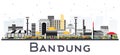 Bandung Indonesia City Skyline with Gray Buildings Isolated on W