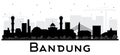 Bandung Indonesia City Skyline Silhouette with Black Buildings I Royalty Free Stock Photo