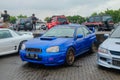 Blue Subaru Impreza WRX STI Blobeye in JDM fest 2023 parking lot Royalty Free Stock Photo