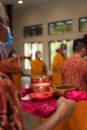 The Visitors presented the gift to all monks in the temple