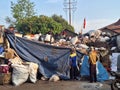 Bandung Indonesia 4September 2023 Mountains of rubbish in the market because the landfill site is temporarily closed