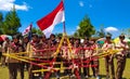 Bamboo Ships Frame by Indonesian Scout Royalty Free Stock Photo