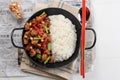 Homemade Kung Pao Chicken with Sichuan Pepper, Topped with Nuts Royalty Free Stock Photo