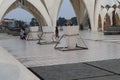 the main front yard of the Al Jabbar Mosque is very clean and tidy in the morning