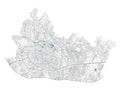 Bandung map. Detailed map of Bandung city administrative area. Cityscape panorama illustration. Road map with highways, streets,