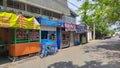 Photo of rows of street vendors - stock photo