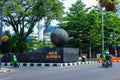The Asia-Africa Globe Monument is in front of Bandung Square