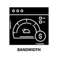 bandwidth icon, black vector sign with editable strokes, concept illustration