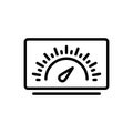 Black line icon for Bandwidth, speed and measure