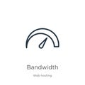 Bandwidth icon. Thin linear bandwidth outline icon isolated on white background from web hosting collection. Line vector sign,