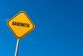 Bandwith - yellow sign with blue sky Royalty Free Stock Photo