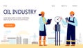 Baner with oilman, gasman on factory check and control worker industry equipment. Royalty Free Stock Photo