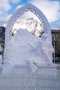 Banff, Alberta Canada - The International Snow sculpture carving contest in Banff National Park in downtown Banff