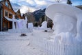 The International Snow sculpture carving contest in Banff National Park in downtown Banff