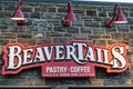 Banff, Alberta Canada - Sign for BeaverTails, a famous pastry and coffee shop located in Canada, very popular