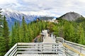 Boardwalk on Sulphur Mountain connecting Gondola landing.Gondola ride to Sulphur Moutain overlooks the Bow Valley and the town of Royalty Free Stock Photo