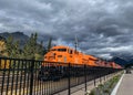 Banff, Alberta, Canada - September 30, 2021: A CP supports National Day for Truth and Reconciliation with 8757 locomotive painted