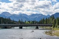 Banff Avenue Bridge over the Bow River in summer sunny day. Banff National Park, Canadian Rockies Royalty Free Stock Photo