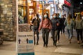 Banff Avenue in summer time season night during covid-19 pandemic period. Royalty Free Stock Photo