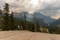 Tourists Overlooking Bow River Valley Royalty Free Stock Photo