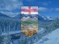 Banff mountains and Alberta Flag composite