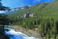 Banff National Park with Banff Springs Hotel above Bow River Falls in the Rocky Mountains, Alberta, Canada Royalty Free Stock Photo