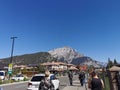 Banff town view mountain people