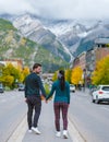 Banff village in Banff national park Canada Canadian rockies during Autumn fall season Royalty Free Stock Photo